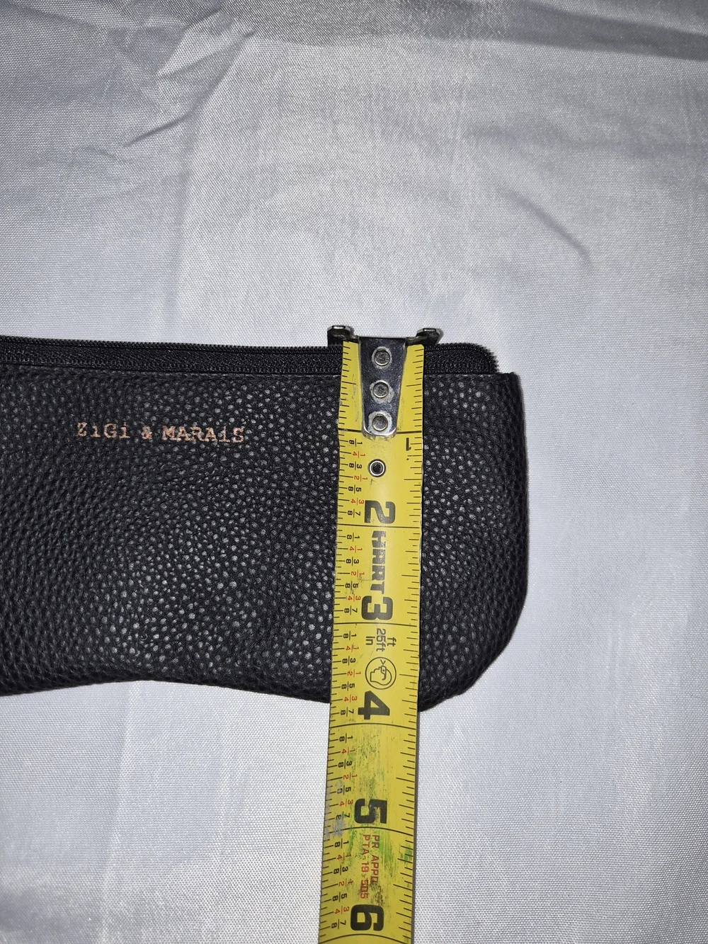 Black Pebbled Leather Tassel Cosmetic Pouch